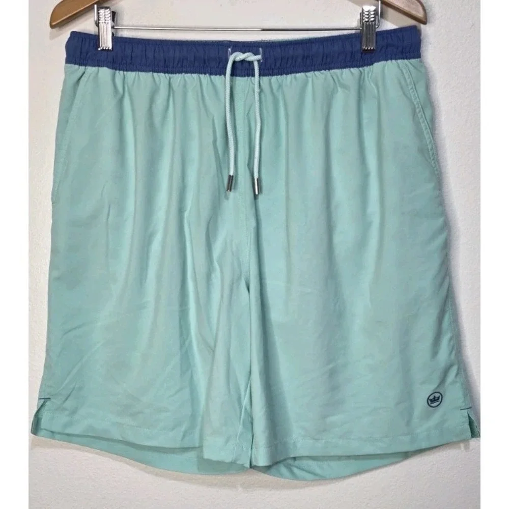 Peter Millar‎ Shorts Men XL Teal Seaside Collection Lined Swim Trunks Beach